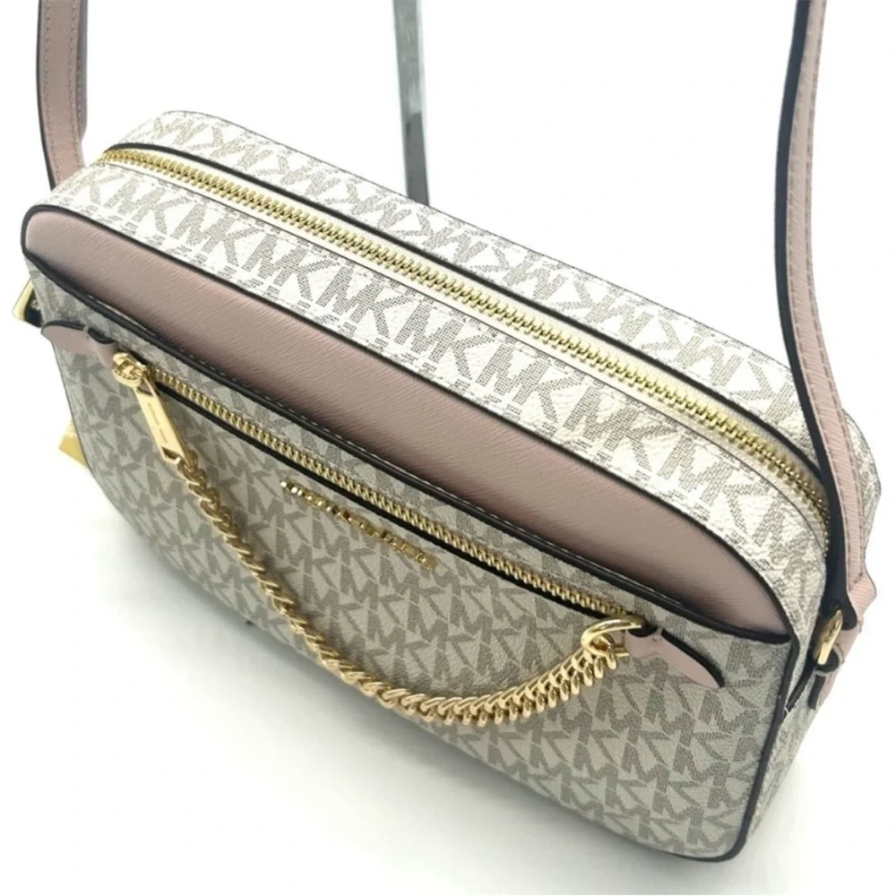 Michael Kors Jet Set LG Signature Logo Crossbody Bag & Matching Trifold Wallet - Picture 6 of 14